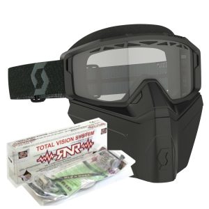 Bril Scott Primal met face masker zwart dubbel vizier + Rip N Roll off systeem